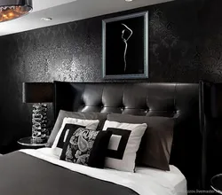 Спальня с черными обоями дизайн фото