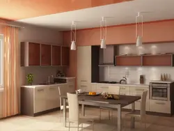 Kitchen design in peach color