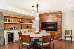 Wood-effect kitchen walls interior photo