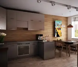Wood-Effect Kitchen Walls Interior Photo