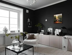 Apartment design with black floor