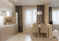 Kitchen interior with beige floor