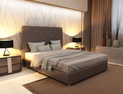 Кровать в современном интерьере спальни