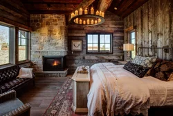 Bedroom style in the interior of a country house