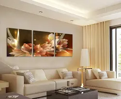 Модульные картины для интерьера гостиной в современном стиле