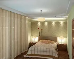 Натяжные потолки в спальне дизайн с точечными светильниками фото