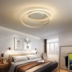 Suspended ceilings in the bedroom design with spotlights photo