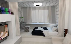 Interior of a room when the living room is also a bedroom