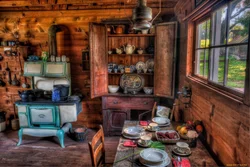 Интерьер кухни в доме в деревне
