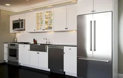 Kitchen Design Along One Wall With A Refrigerator Photo