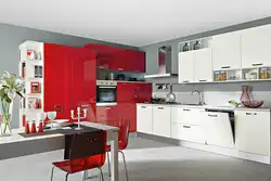 Red And White Kitchen Interior Photo