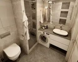 Ванная комната дизайн фото с душевой кабиной стиральной машиной унитазом