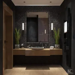 Серо коричневый дизайн ванной