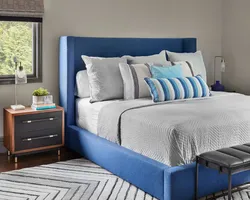 Bedroom design with blue bed