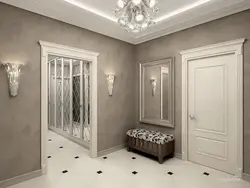 Hallway design in a house with a door