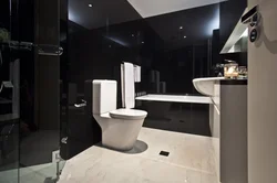 Bathroom with black marble and white interior design