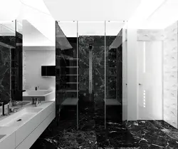 Bathroom with black marble and white interior design