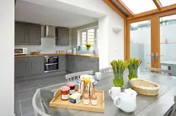 Kitchen interior in a country house with one window photo