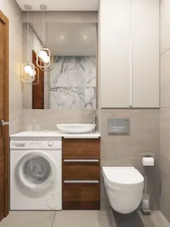 Small bathroom design with washing machine