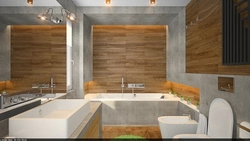 Дизайн ванны мрамор дерево бетон