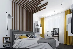 Декоративные рейки для стен в интерьере спальни