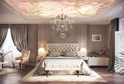 Neoclassicism in the interior photo of the bedroom