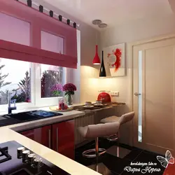 Design of a small kitchen in a house with a window