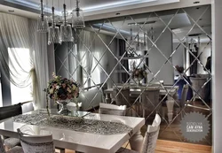 Kitchen design with mirror panel