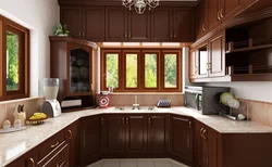 Built-in kitchen in the window photo