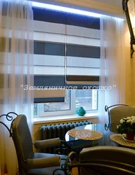 Blinds on the window in the kitchen photo and tulle how