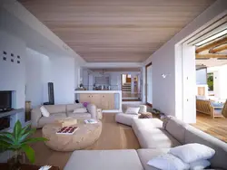 White living room with wood in the interior