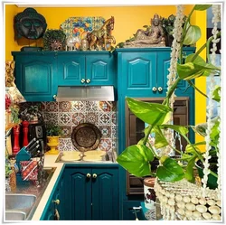 Boho style in the kitchen interior photo