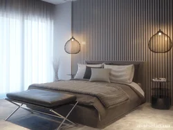 Decorative slats in the bedroom photo