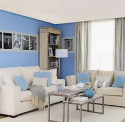 С какими цветами сочетается голубой в интерьере гостиной фото