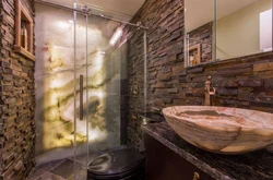 Stone in the bathroom interior