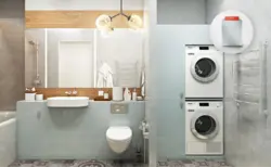 Washing machine and dryer in the bathroom interior