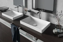 Bathtub design with countertop sink photo