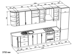Дизайн кухни схема с размерами