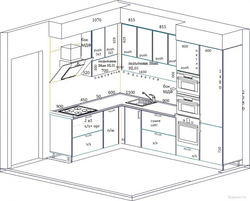Дизайн кухни схема с размерами