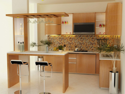 Studio kitchens with bar counter small photo design