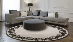 Round carpets in the living room interior photo