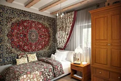 Дизайн спальни с ковром на полу