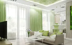 Green Curtains Living Room Design Photo