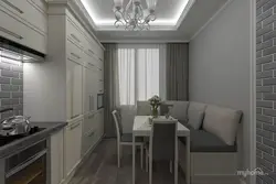 Design Of A Rectangular Kitchen 12 Sq M With A Balcony