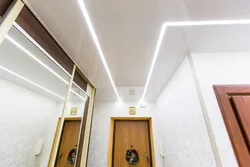 Suspended ceiling with light lines photo in the hallway