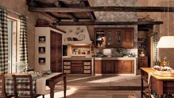 Wallpaper for the kitchen in a country house photo