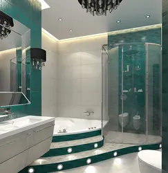 Изумруд түсті дизайндағы ванна бөлмесі
