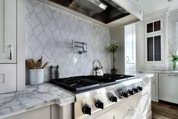 Marble wallpaper in the kitchen photo