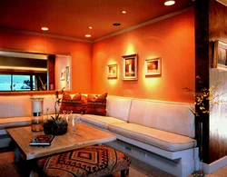 Living room interior in warm colors