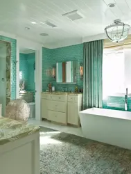Ванна бөлмесінің дизайны көгілдір түсті фотосуретте